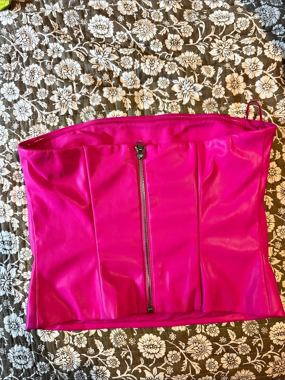 Steve Madden Faux Leather Strapless Top Pink